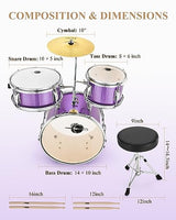 Kids Drum KIt Eastar 3-Piece for Beginners, 14 inch Drum Set with Adjustable Throne, Cymbal, Pedal & Two Pairs of Drumsticks, Junior Drum Set with Bass Tom Snare Drum, Metallic Sky Blue