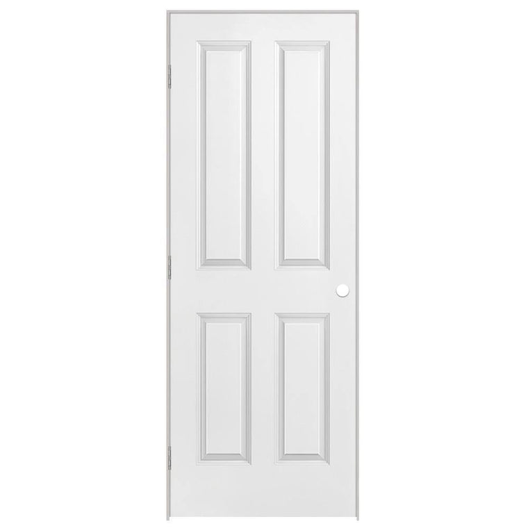 Masonite 28 in. x 80 in. 4-Panel Right-Handed Hollow-Core Smooth Primed Composite Single Prehung Interior DOOR, Primed White