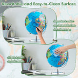 COSTWAY Illuminated World Globe, 13?? Desktop Geographic Globe w/LED Light & Easy-to-Read Clear Map for Students, 720?? Rotation Decorative Globe, Educational Interactive Globe for School, Classroom