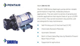 Shurflo 2088-343-135 Automatic-Demand Diaphragm Pump, 12VDC, 45 PSI Demand Switch, 3.0 GPM With Viton Valves, Santoprene Diaphragm, Self-Priming, 10 AMPS (Max), 1/2-14 NPSM Port
