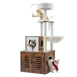 VEVOR Large Cat Tree with Litter Box Enclosure, 55.12 inches Tall, 2-in-1 Cat Tower, Multi-Level Cat Condo Furniture with Perches, Sisal Scratching Posts, Hammock, Big Kittens House for Indoor Cats