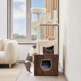 VEVOR Large Cat Tree with Litter Box Enclosure, 55.12 inches Tall, 2-in-1 Cat Tower, Multi-Level Cat Condo Furniture with Perches, Sisal Scratching Posts, Hammock, Big Kittens House for Indoor Cats