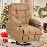 YITAHOME Power Lift Recliner Chair, Modern Fabric Recliner Chair with Massage and Heat, Spacious Seat, USB Ports, Cup Holders, Remote Control, Suitable for Living Room Dark Grey2