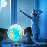 COSTWAY Illuminated World Globe, 13?? Desktop Geographic Globe w/LED Light & Easy-to-Read Clear Map for Students, 720?? Rotation Decorative Globe, Educational Interactive Globe for School, Classroom