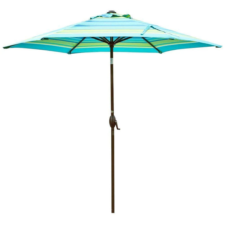 Abba Patio 9-Feet Patio Umbrella Outdoor Market Table Umbrella with Push Button Tilt and Crank, Turquoise Striped