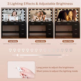 Makeup Vanity Desk with Mirror, 10 Lights, 5 Drawers, 3 Storage Shelves, 3 Color Modes & Adjustable Brightness Dressing Table, 35.4?? Desk, Black