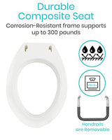 Vive Toilet Seat Risers for Seniors (Raised with Handles) Grab Bar Seat for Seniors – Options for Elongated & Standard Bowls – Elderly Handicap Medical Hip Replacement Surgery Lift, Easy Clean, White