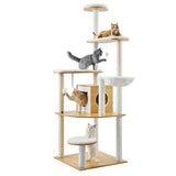VEVOR Large Cat Tree with Litter Box Enclosure, 55.12 inches Tall, 2-in-1 Cat Tower, Multi-Level Cat Condo Furniture with Perches, Sisal Scratching Posts, Hammock, Big Kittens House for Indoor Cats