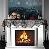 Halloween Decorations Sets,Fireplace Mantel Scarf,Round Spider Table Cover,Lace Table Runner and Cobweb Lampshade,80 Pcs 3D Bat for Party Decors