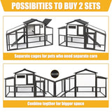 Chicken Coop and Run, Two Story Rabbit Hutch Indoor Outdoor, Wooden Hen House with Nesting Box Rabbit Cage, Ramp, Deep No Leak Pull Out Tray, for Chick, Bunny(Black)
