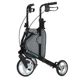 ELENKER 3 Wheel Walkers for Seniors, 3 Wheeled Rollator with 10?? Wheels, Narrow Walkers for Small Spaces, Compact Folding, Ideal for Traveling, Blue