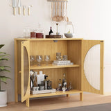 QCAI Sideboard Cabinet,Buffet Cabinet with Storage, Accent Storage Cabinet with Glass Doors, Cupboard Console Table for Living Room, Hallway, Dining Room, Entryway, 31.5X 15.7X 31.5 Inches