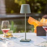 Zafferano Poldina Pro LED Table Lamp (Color: BORDEAUX) Touch On/Off, Touch Dimmable, Powder Coated Aluminum, IP54 Protection, Indoor / Outdoor, Contact Charging Base, USA Plug