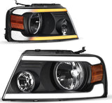 AUTOSAVER88 Switchback LED Tube Headlights Assembly Compatible with 2004 2005 2006 2007 2008 Ford F150 F-150 DRL Headlamp Replacement Pair with Amber Reflector