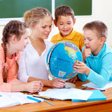 COSTWAY Illuminated World Globe, 13?? Desktop Geographic Globe w/LED Light & Easy-to-Read Clear Map for Students, 720?? Rotation Decorative Globe, Educational Interactive Globe for School, Classroom