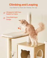 VEVOR Large Cat Tree with Litter Box Enclosure, 55.12 inches Tall, 2-in-1 Cat Tower, Multi-Level Cat Condo Furniture with Perches, Sisal Scratching Posts, Hammock, Big Kittens House for Indoor Cats