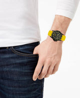 Fossil Mens FB01 ThreeHand Date Yellow Silicone Watch Yellow